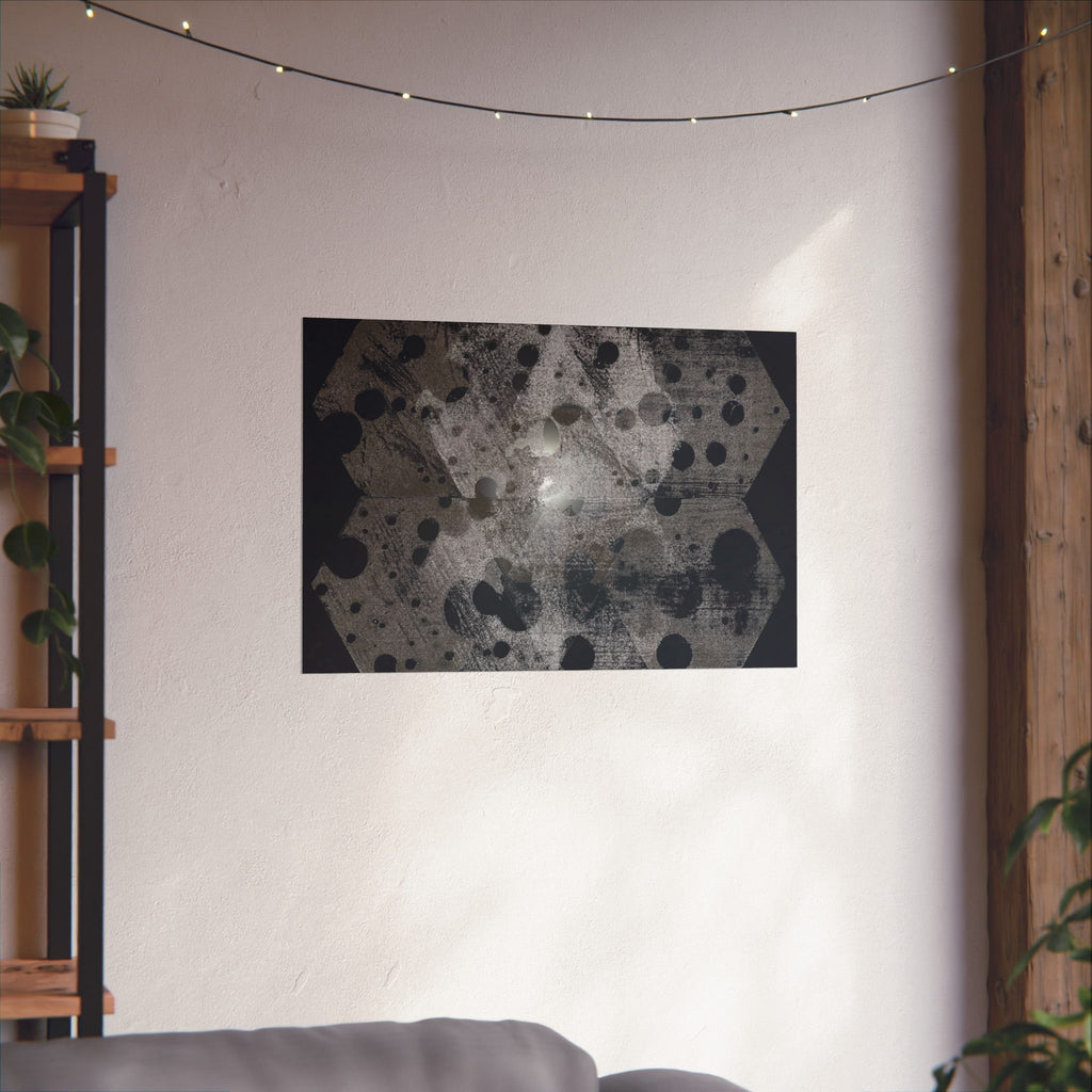 Abstract Hexagon Dots Matte Poster — Monochrome Industrial Wall Art