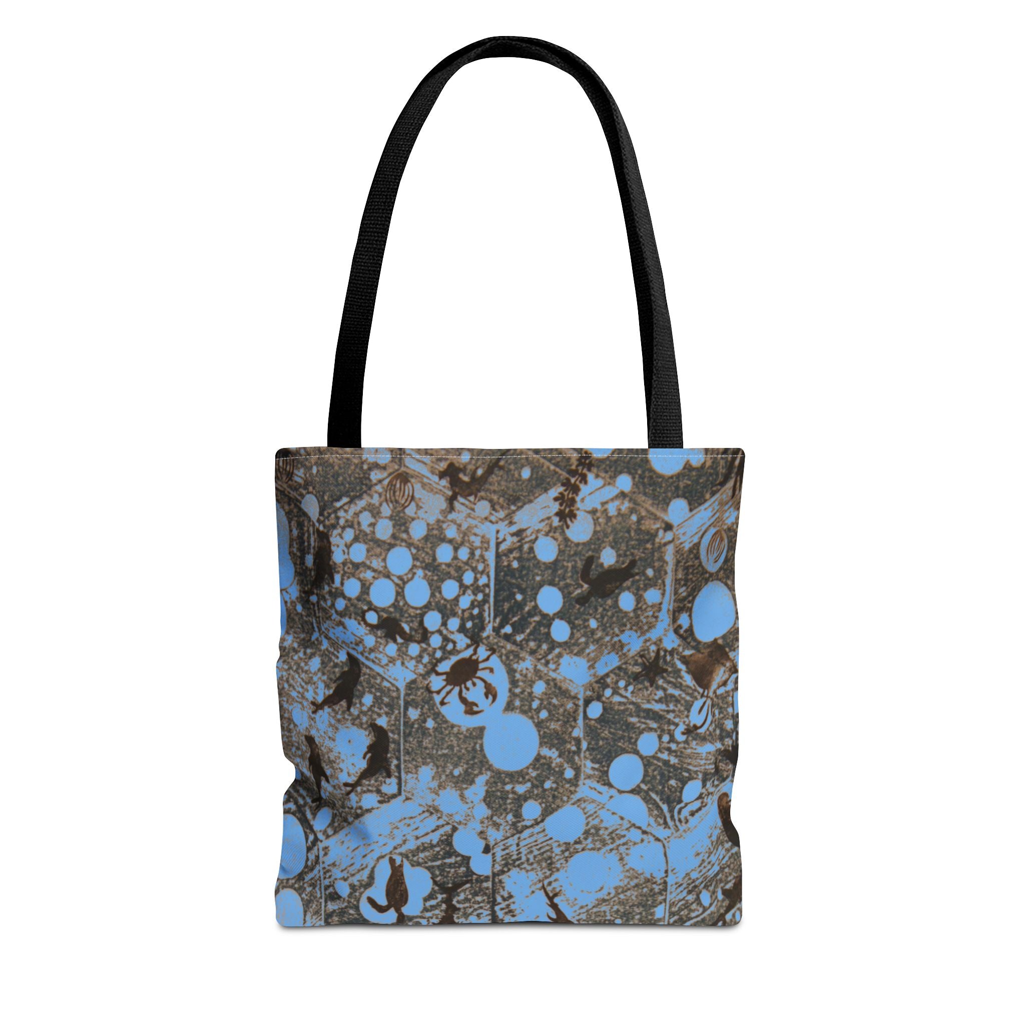 Abstract Blue Splatter Tote Bag - Artistic All-Over Print