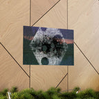Abstract Hexagon Matte Poster — Grainy Nightscape Wall Art