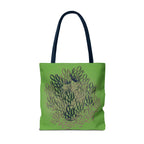 Green Abstract Coral Tote Bag – Ocean-Inspired All-Over Print Tote