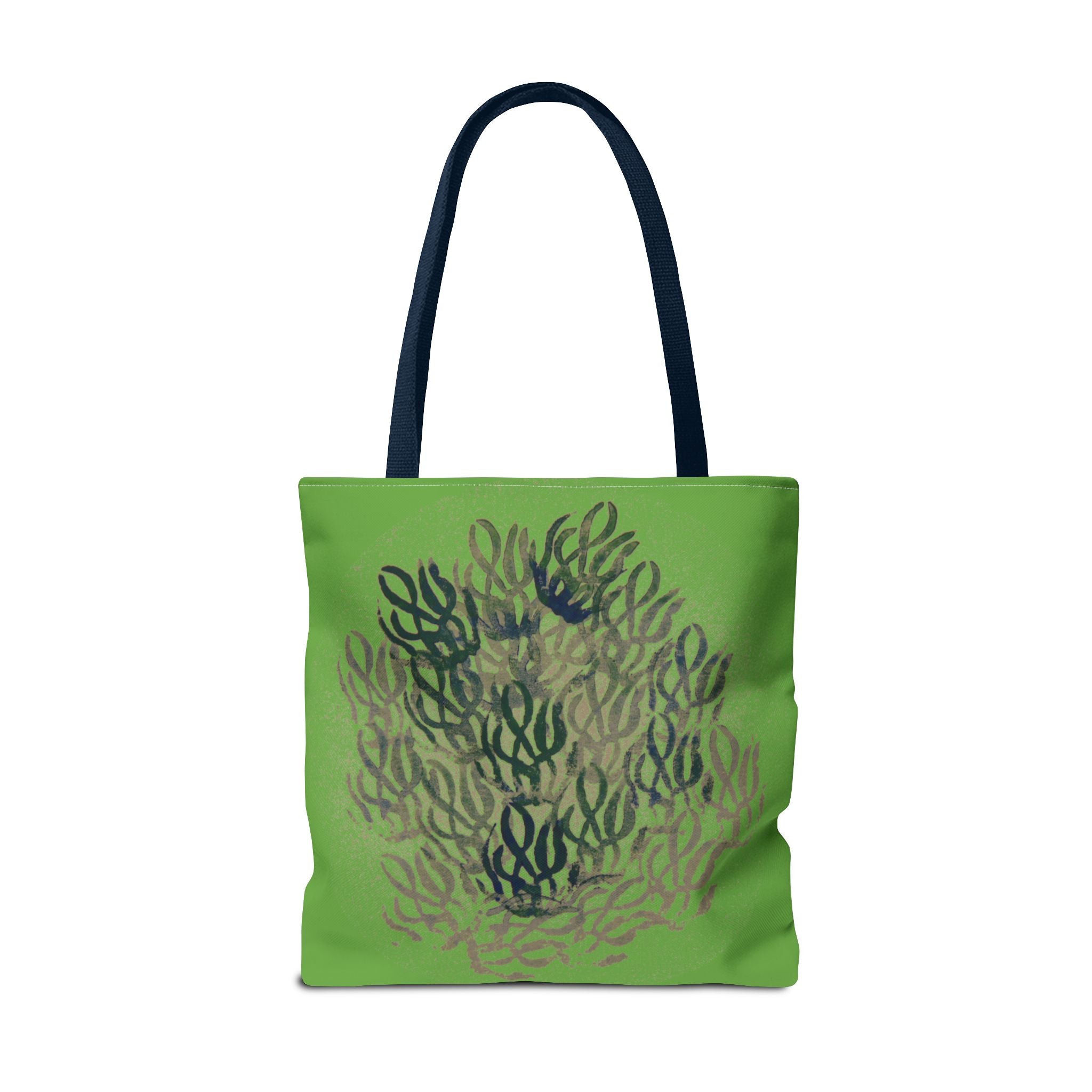 Green Abstract Coral Tote Bag – Ocean-Inspired All-Over Print Tote