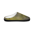 Women's Indoor Slippers — Olive Green Abstract Dandelion Print Cozy Slip-On