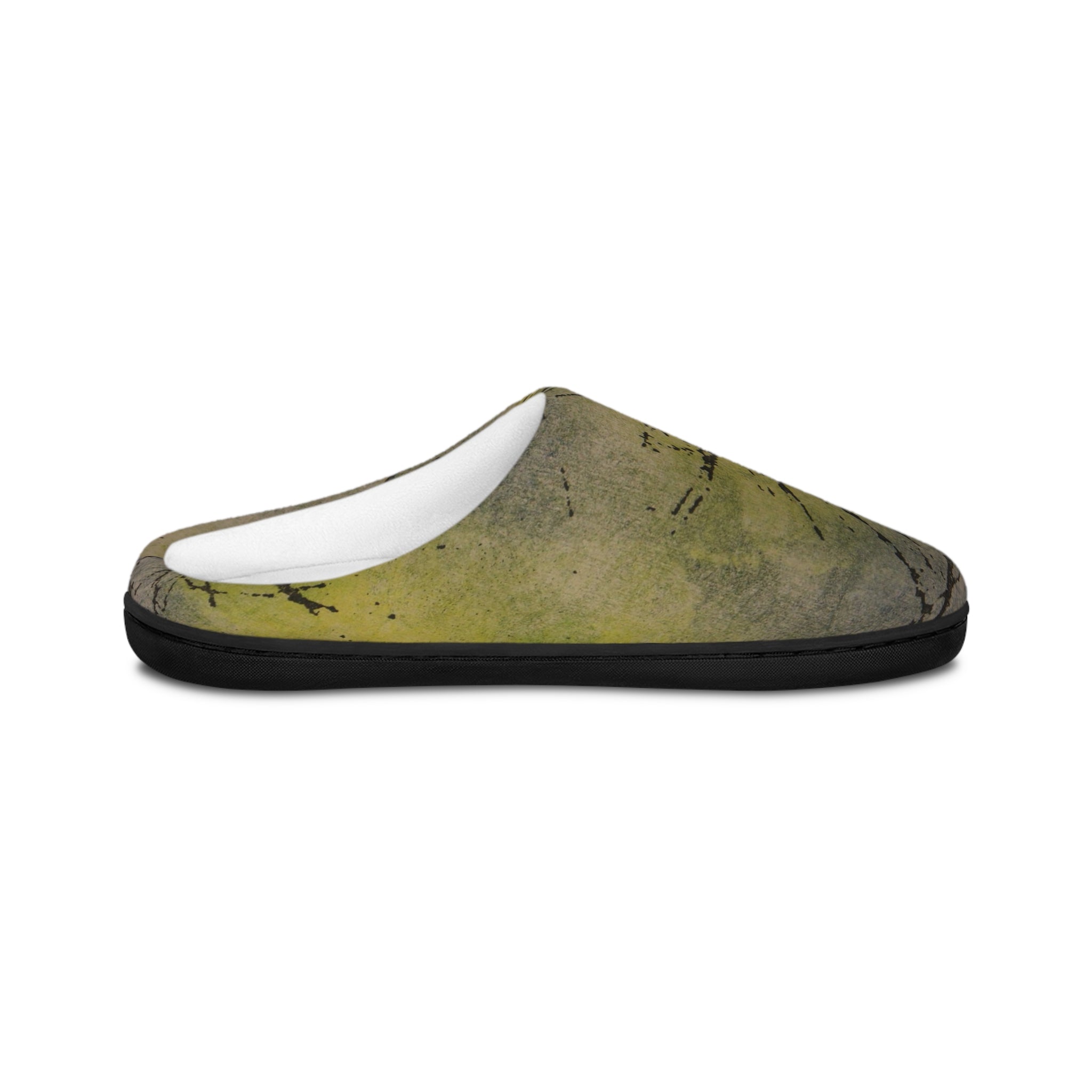 Women's Indoor Slippers — Olive Green Abstract Dandelion Print Cozy Slip-On