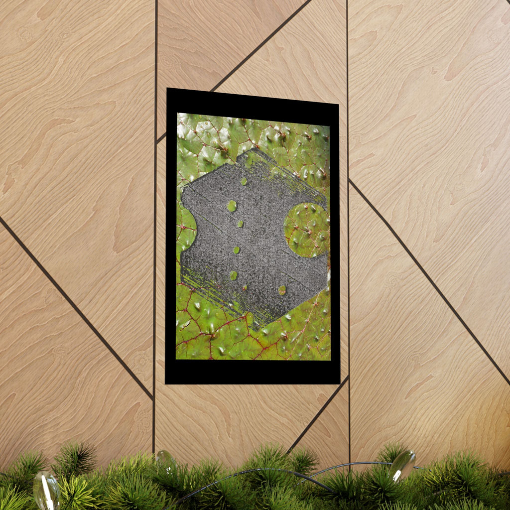 Abstract Geometric Hexagon Poster Matte Vertical | Green Leaf Texture