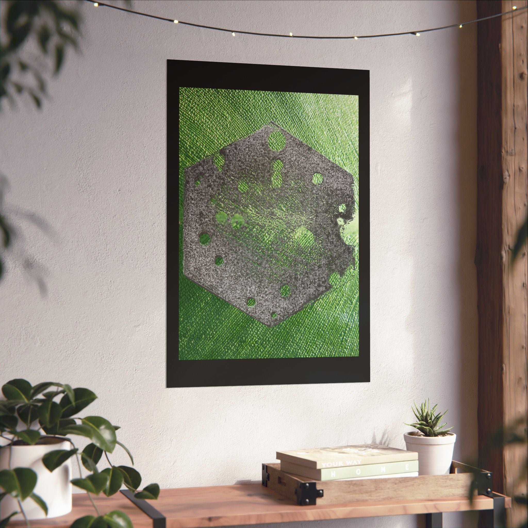 Green Texture Hexagon Poster | Matte Vertical Poster