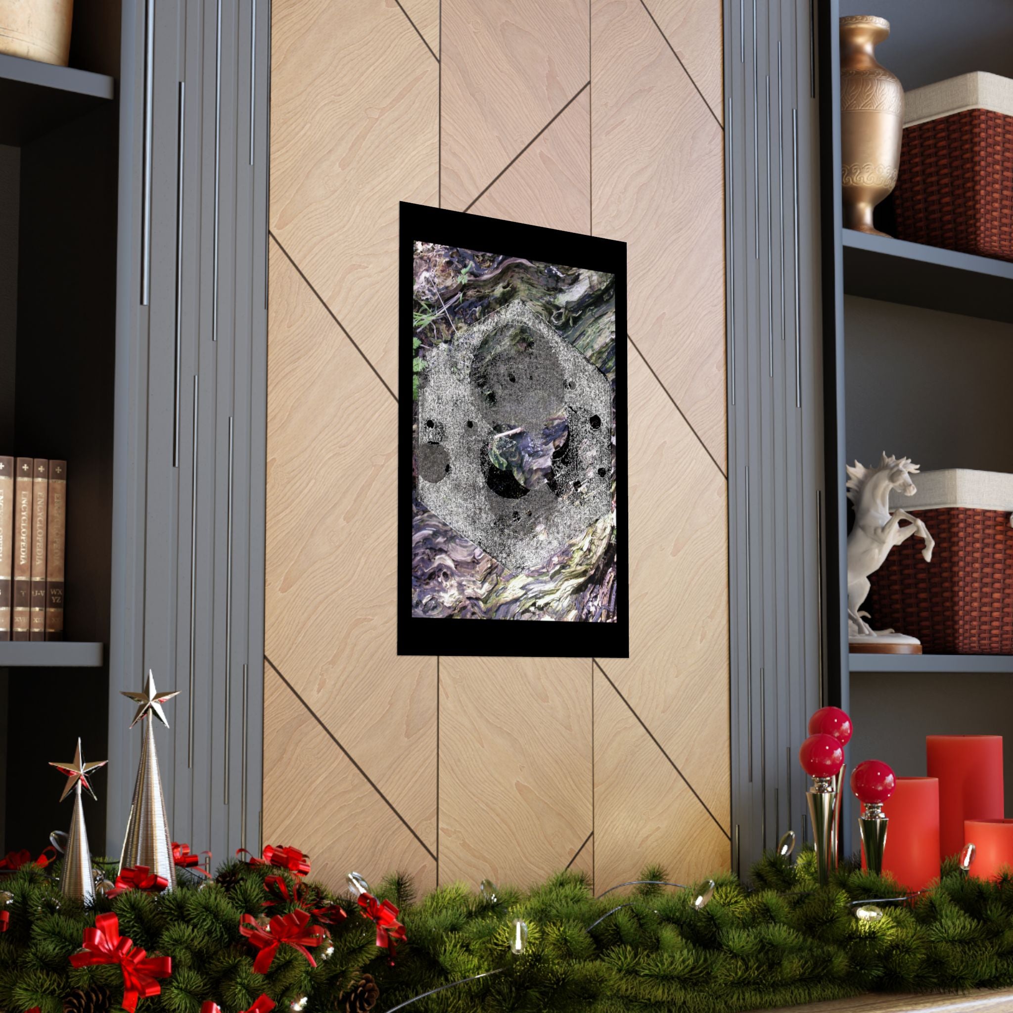 Abstract Woodgrain Poster — 'Tree Knot Orbit' Matte Vertical Art Print