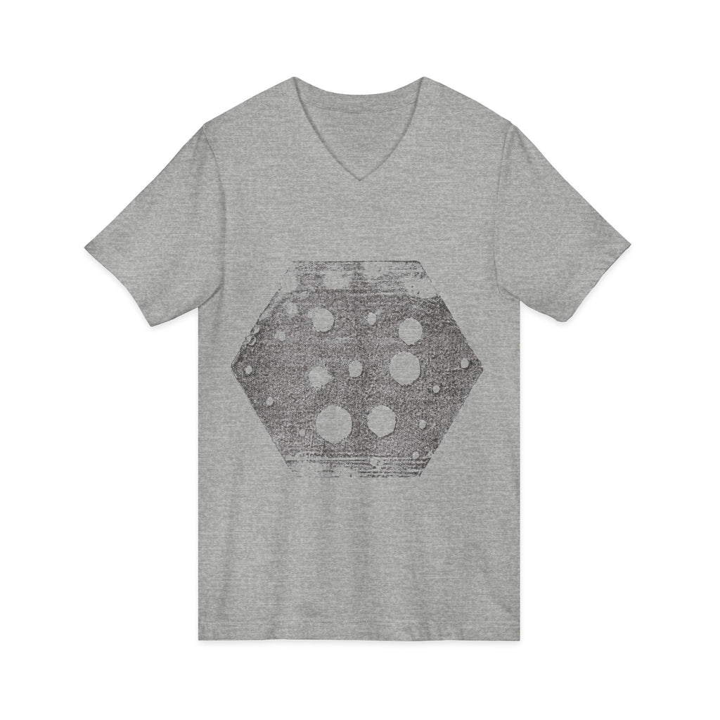 Hex Moon Graphic Tee Design Hex11 — Distressed Space Cheese Vintage Astronomy V-Neck T-Shirt