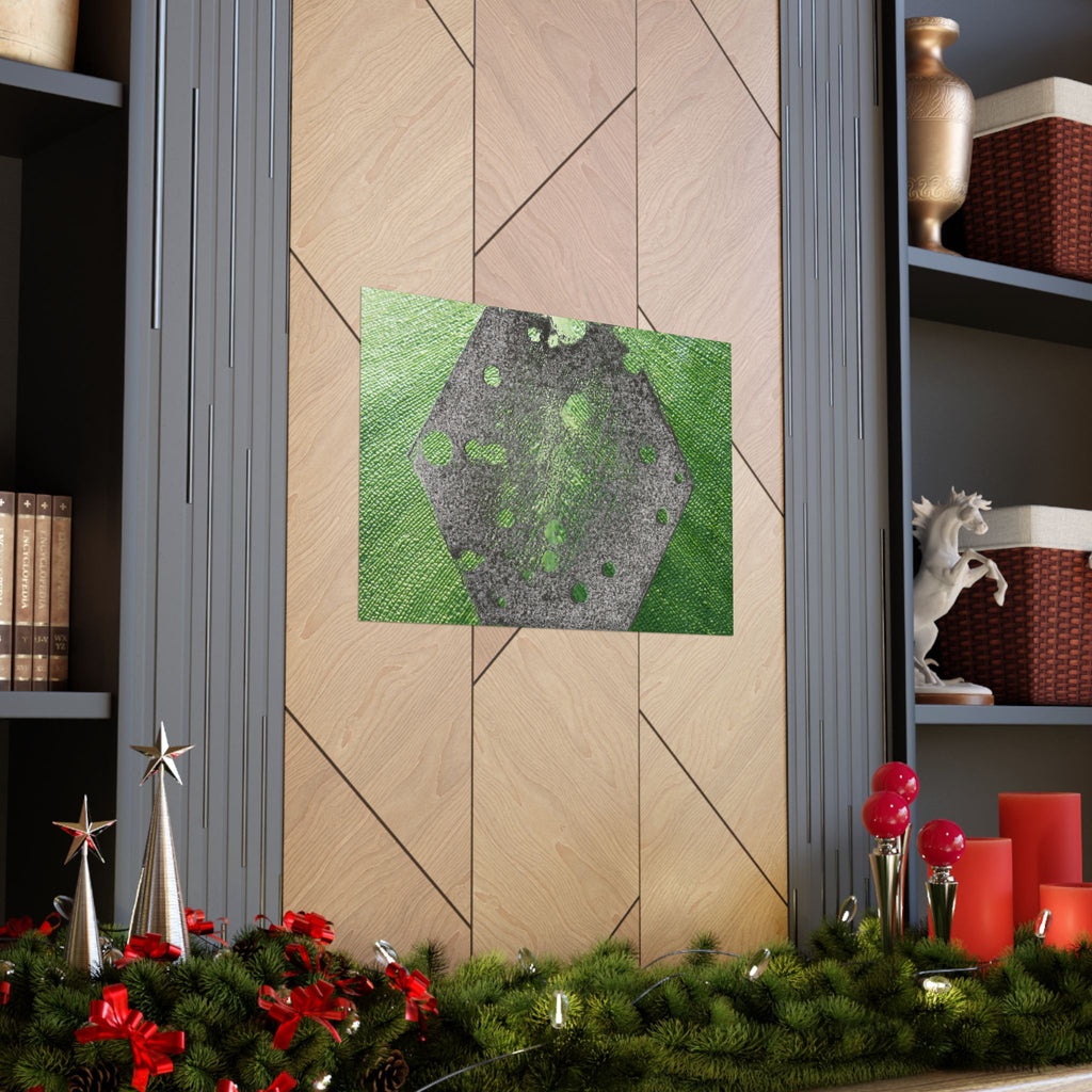 Groene zeshoekige abstracte matte horizontale poster | Geometrische abstracte kunst 
