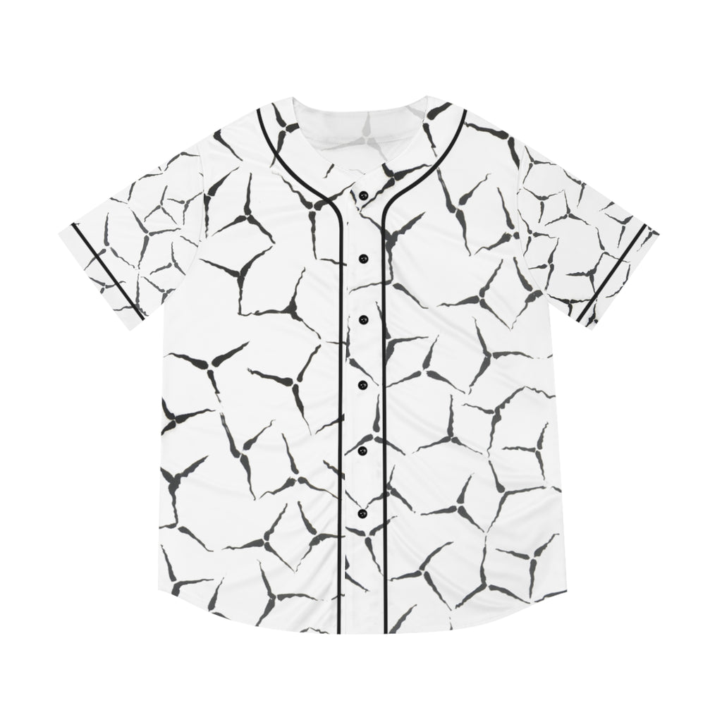 Abstract Black & White Cracked Pattern Baseball Jersey