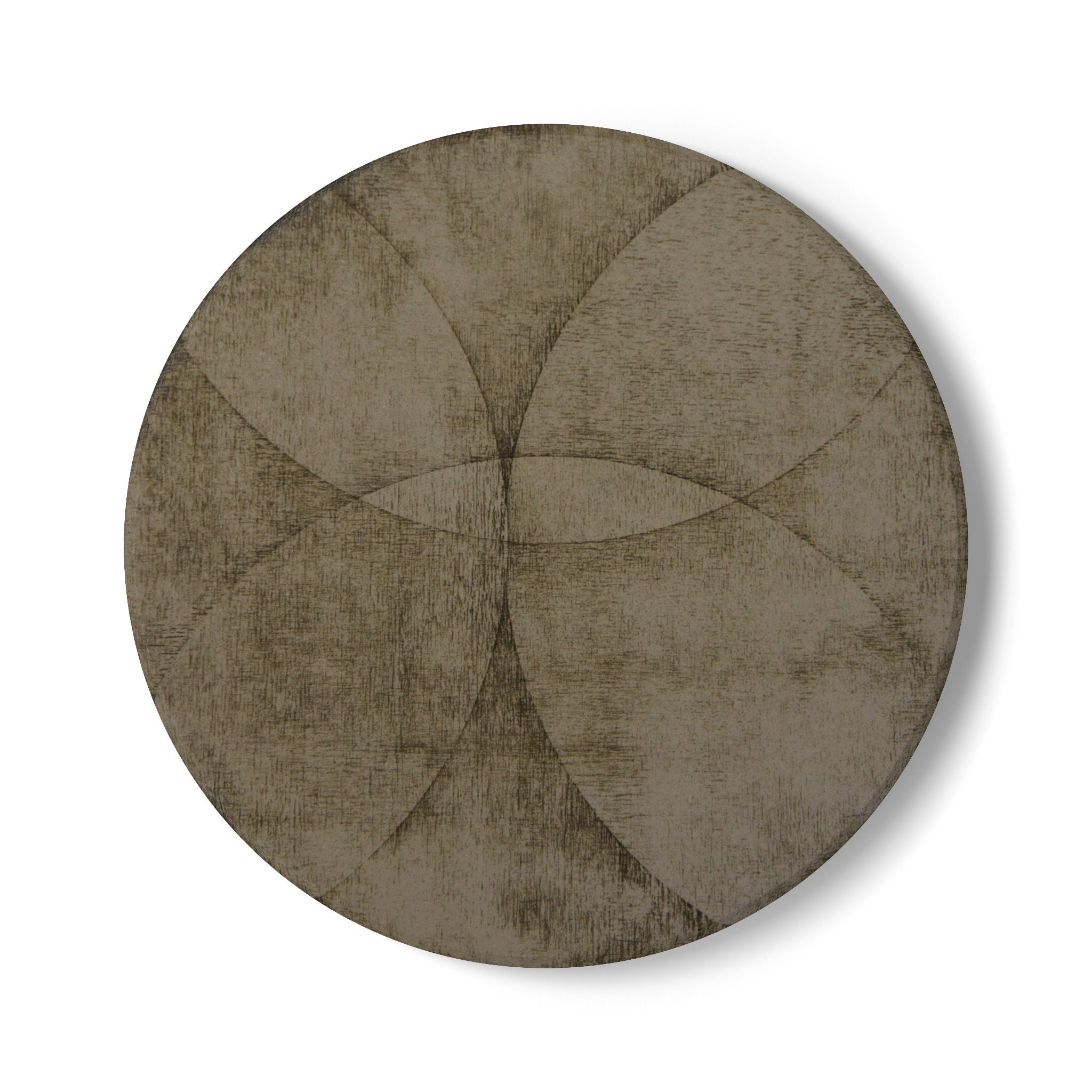 Ceramic Coaster — Vintage Geometric Circle Pattern, Rustic Brown Drink Coaster