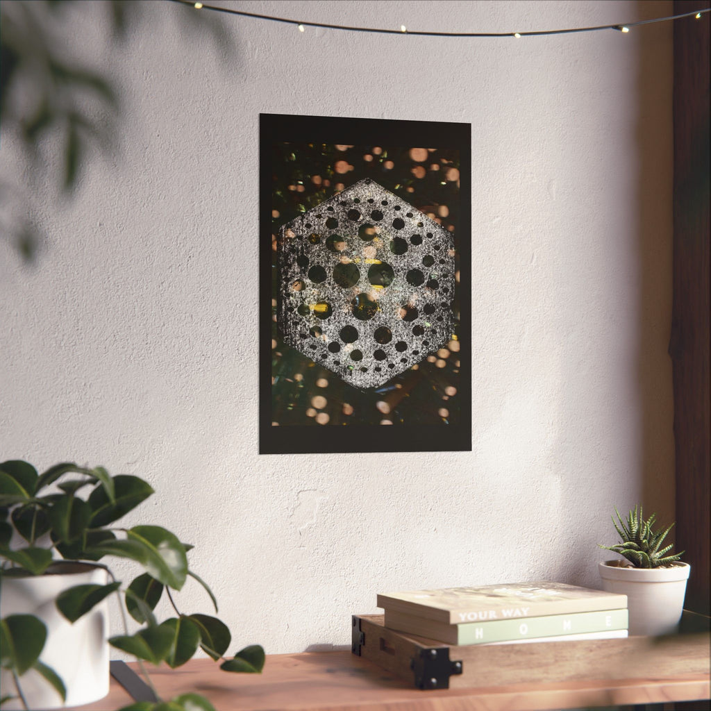 Geometric Hexagon Bubble Art Matte Poster — Abstract Floral Light Vibes