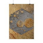 Poster met roestige zeshoekige stencil | Verticale poster | Industriële abstracte muurdecoratie 