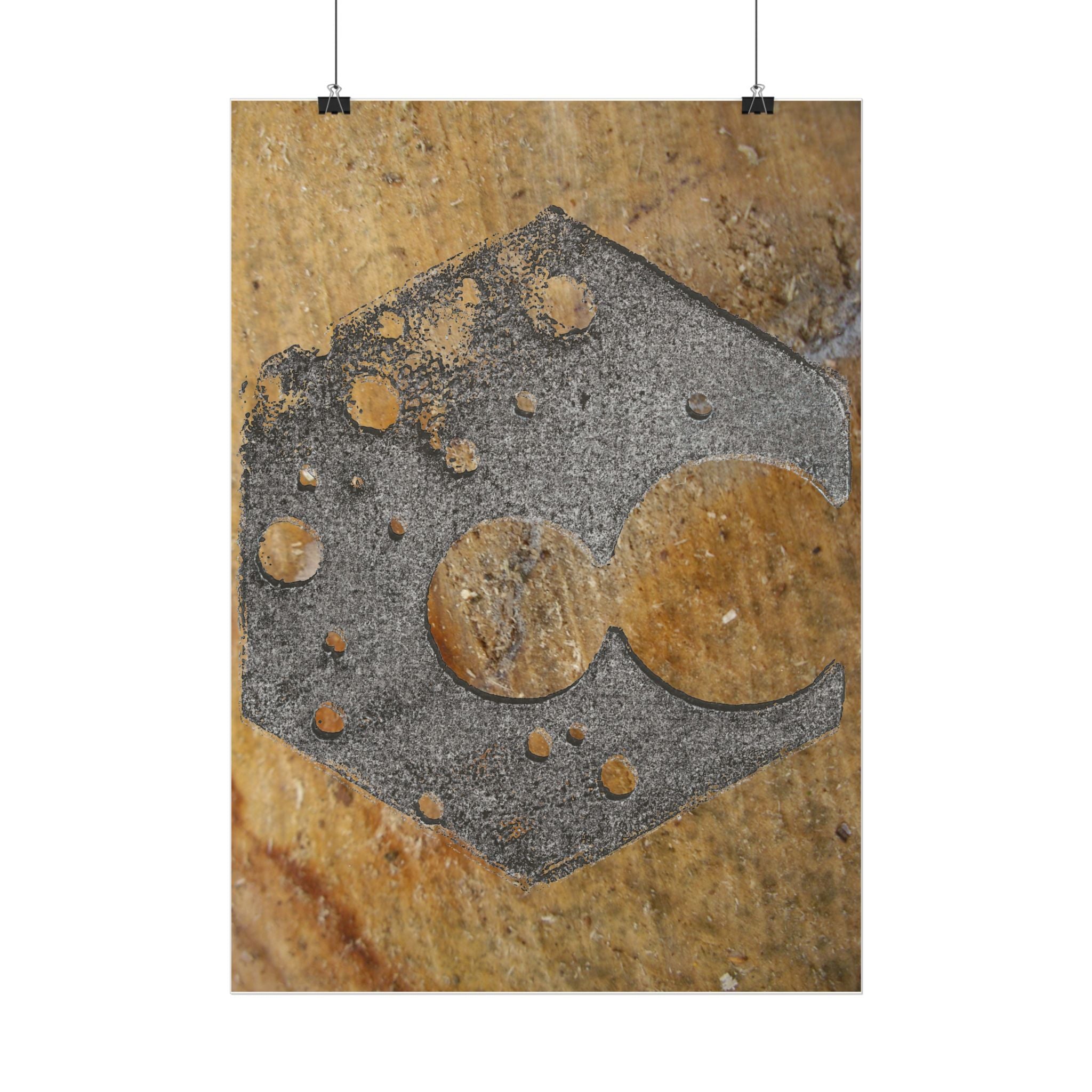 Poster met roestige zeshoekige stencil | Verticale poster | Industriële abstracte muurdecoratie 