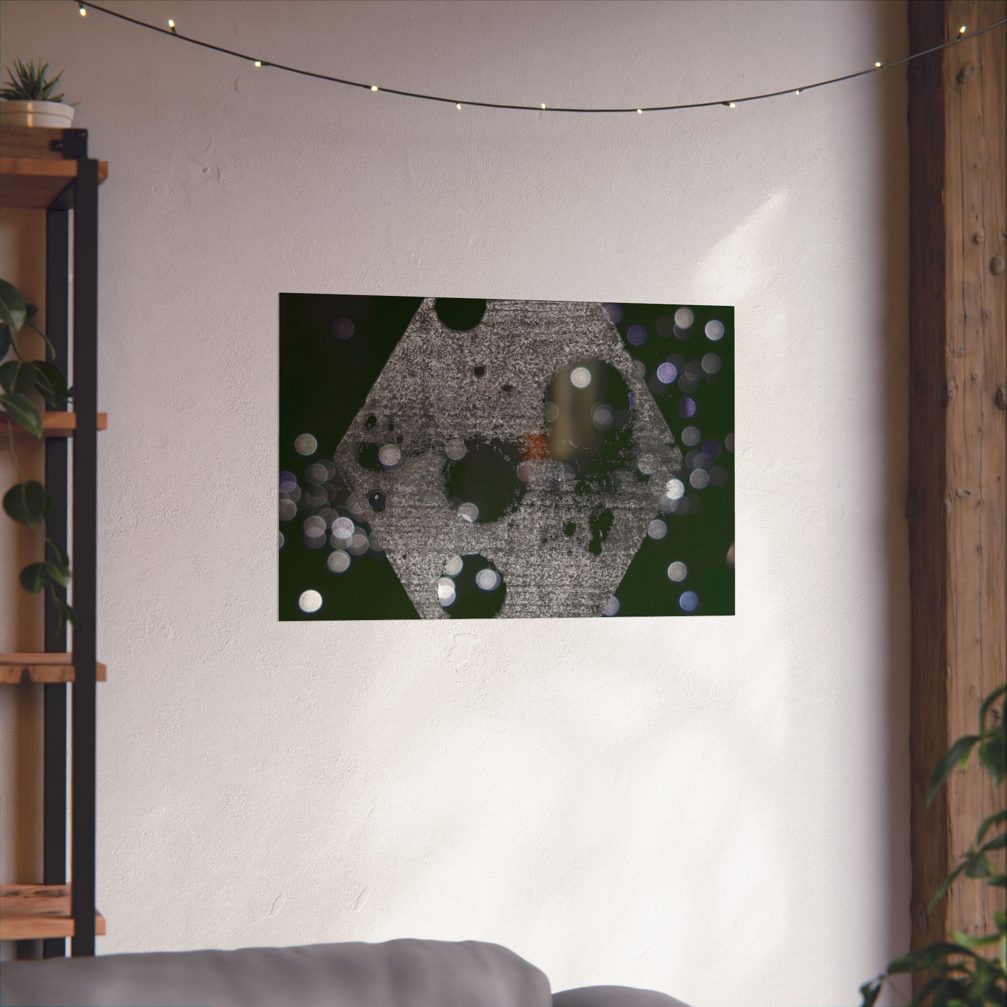 Nachtlampjes Abstracte Zeshoek Bokeh Matte Poster 
