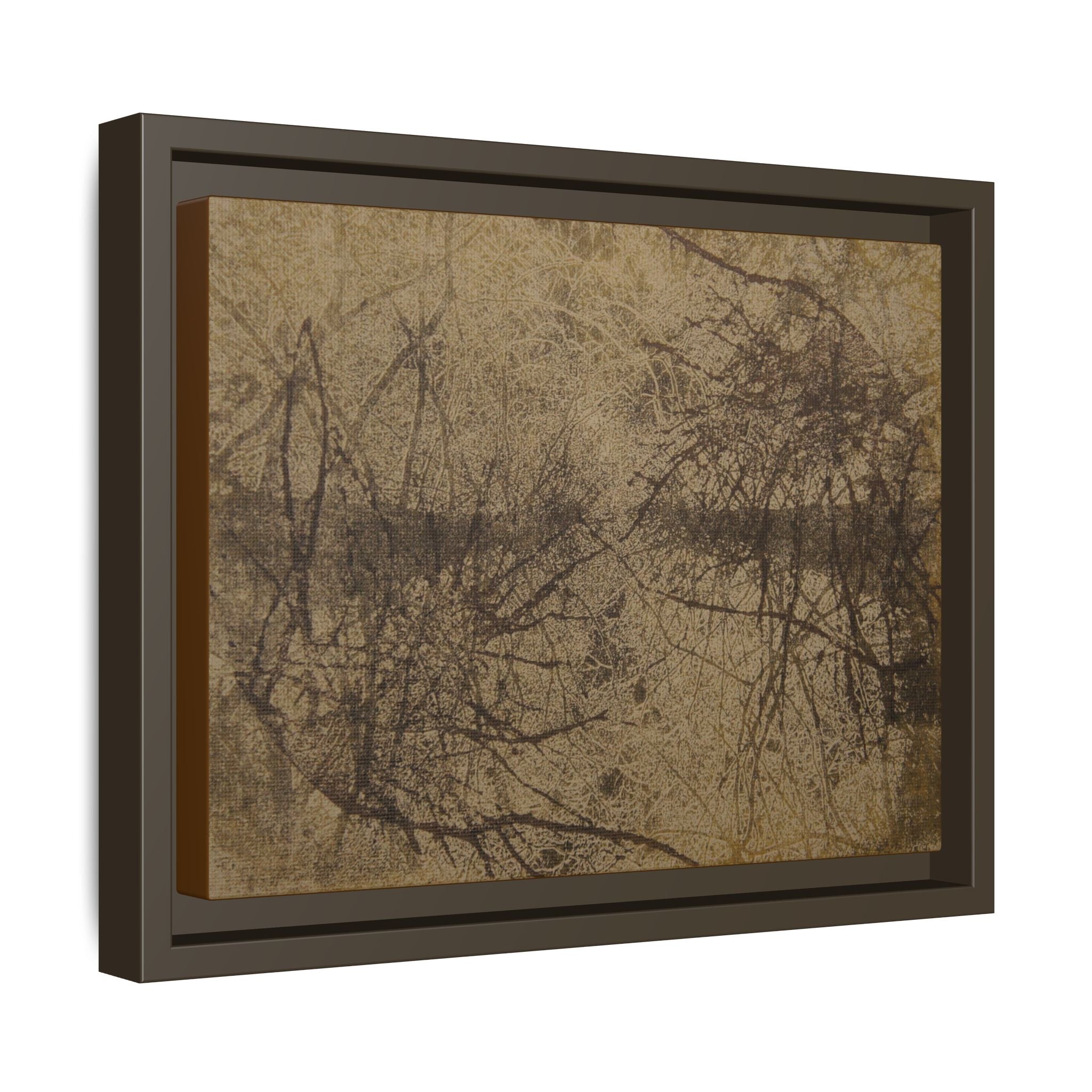 Framed Matte Canvas Art, no 03 — Twin Tree Wood-Carving Reproduction (Black & Raw Umber)
