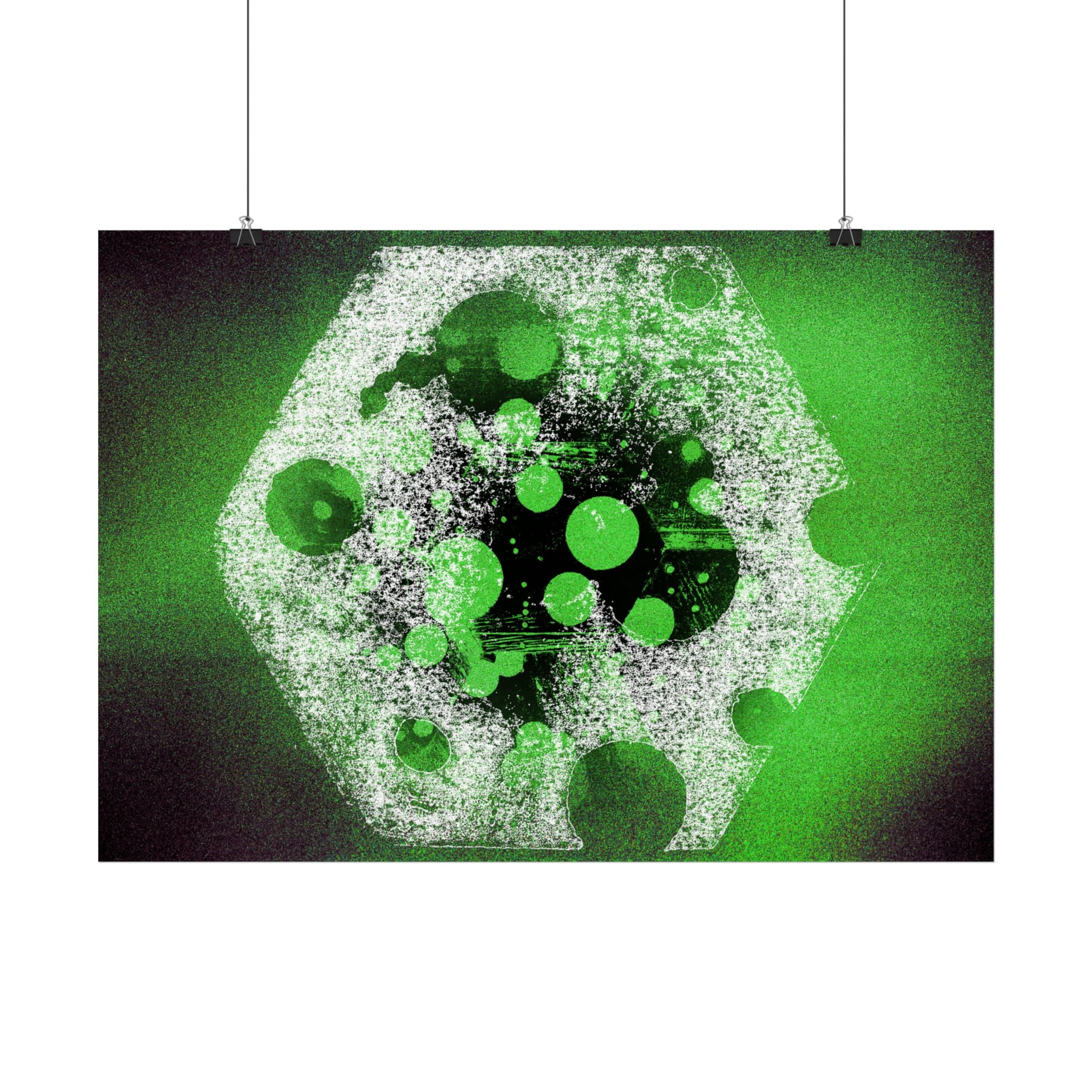 Abstract Green Bubble Matte Poster — Horizontal Modern Art Print
