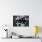Abstract Hexagon Matte Poster — Grainy Nightscape Wall Art