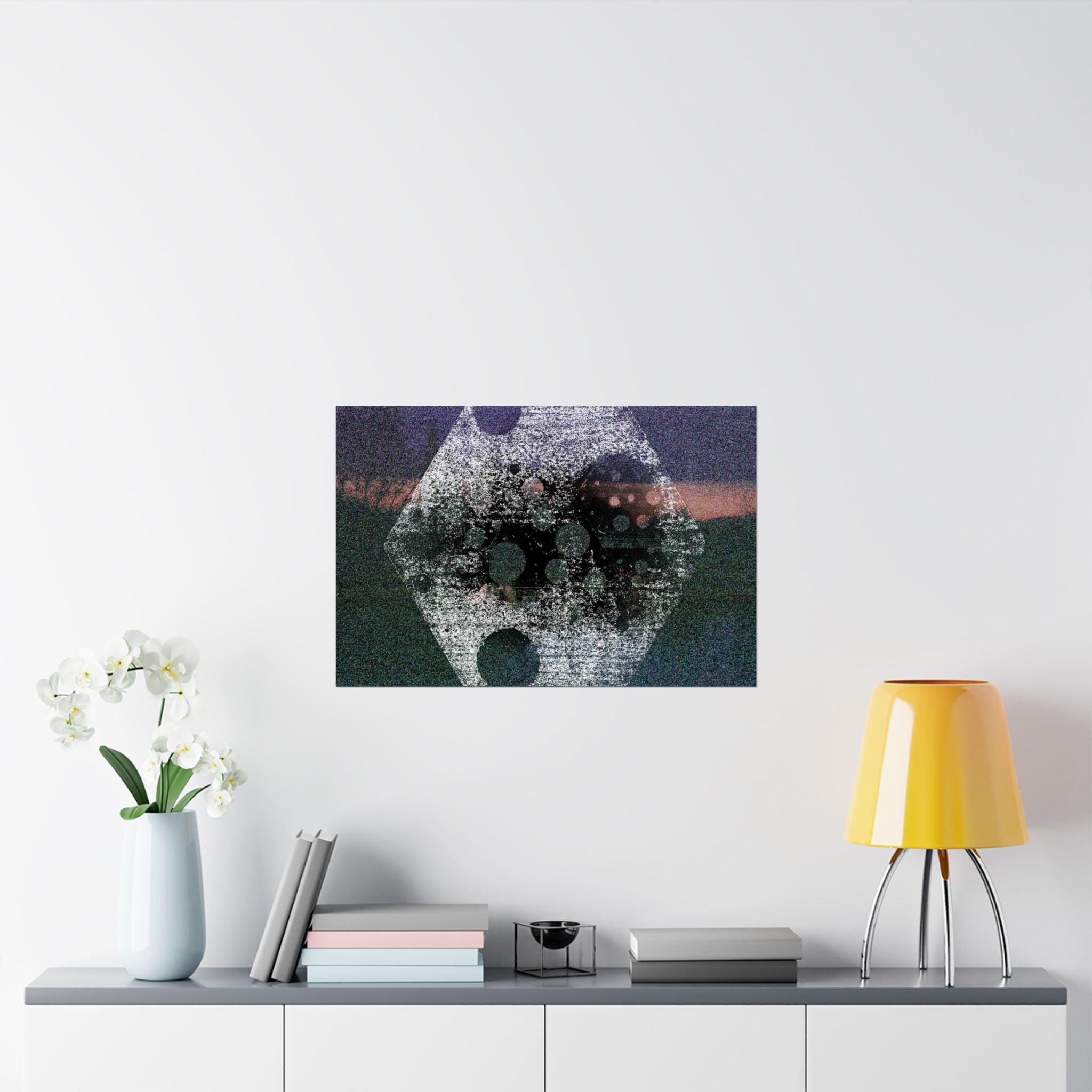 Abstract Hexagon Matte Poster — Grainy Nightscape Wall Art