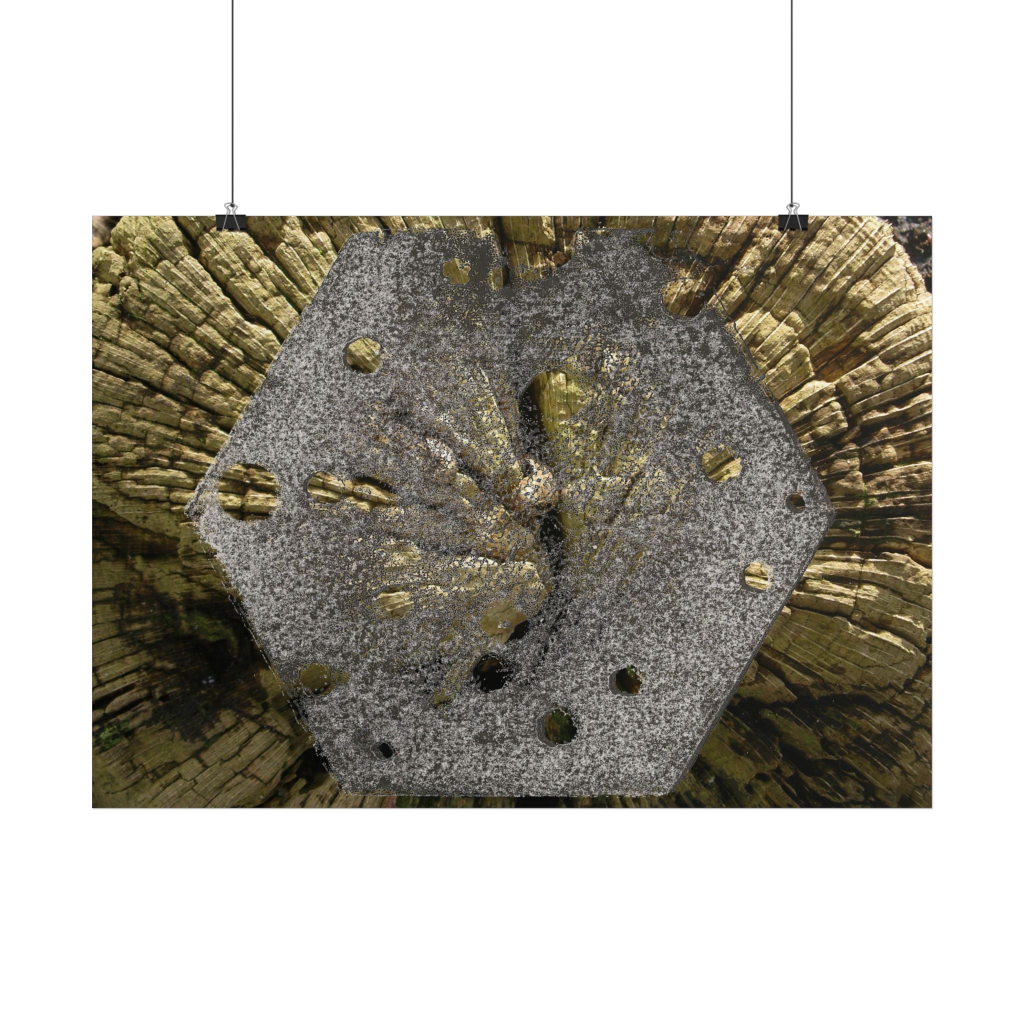 Poster met dwarsdoorsnede van een verweerde boom | Horizontale wanddecoratie 