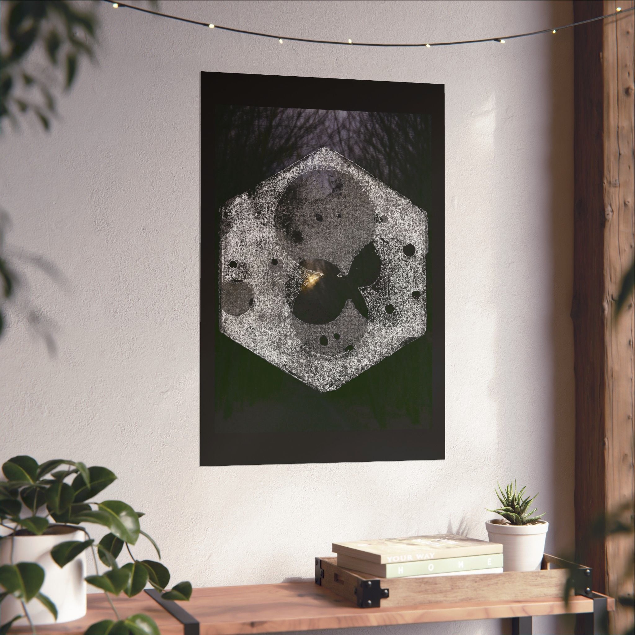 Matte Vertical Poster — Abstract Moon Hexagon Art