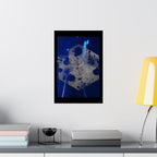 Abstract Blue Geometry Matte Poster — Hexagon Ice Crystal Wall Art
