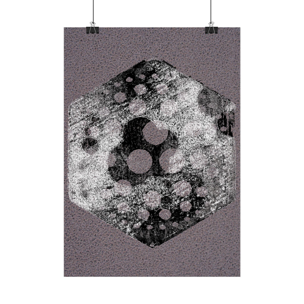 Abstracte zeshoekige kunstposter — Verticale print met grunge-textuur 