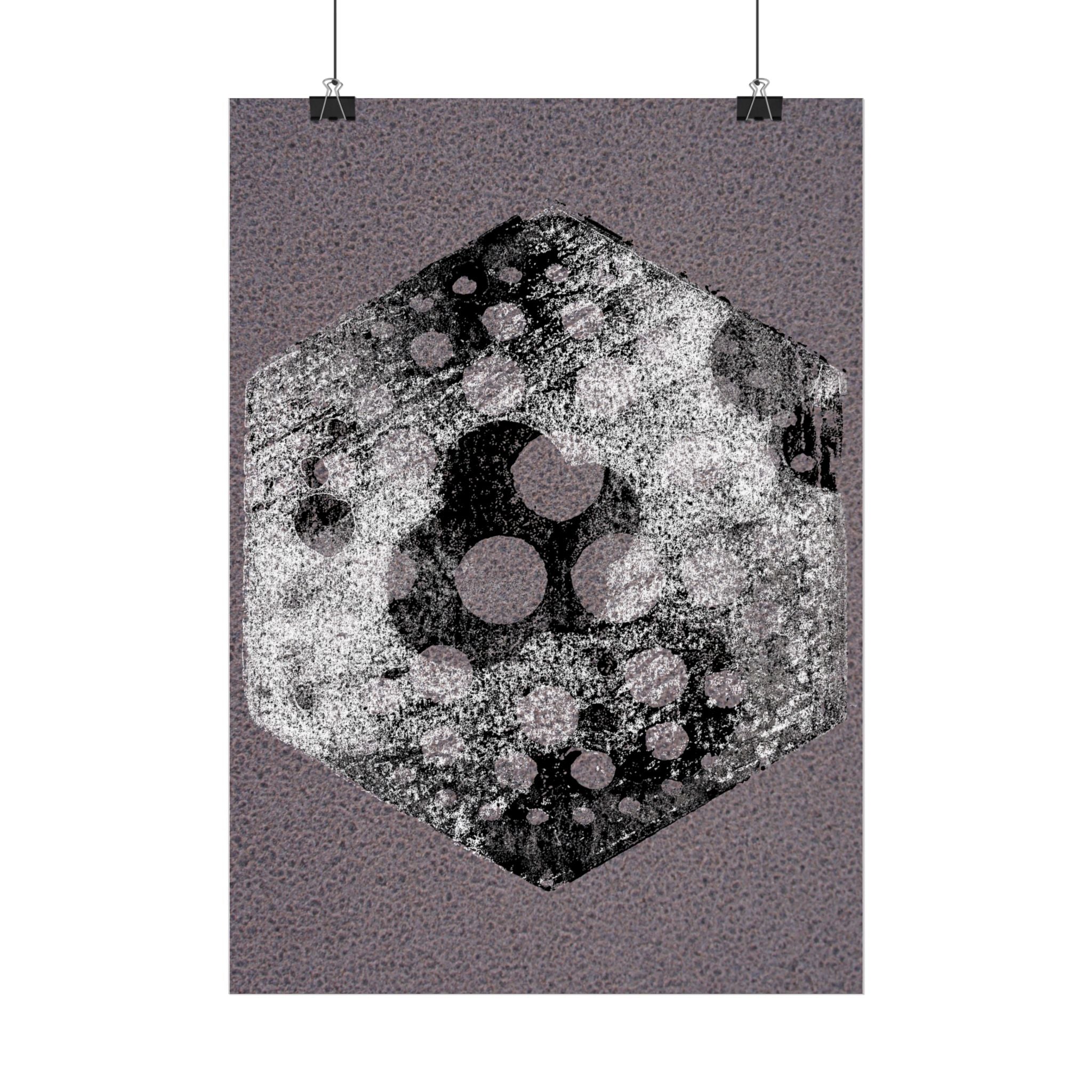 Abstract Hexagon Art Poster — Textured Grunge Vertical Print