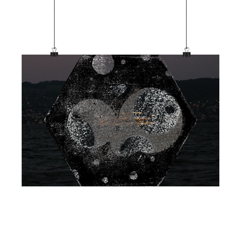 Matte Horizontal Poster — Abstract Cosmic Hexagon Nightscape