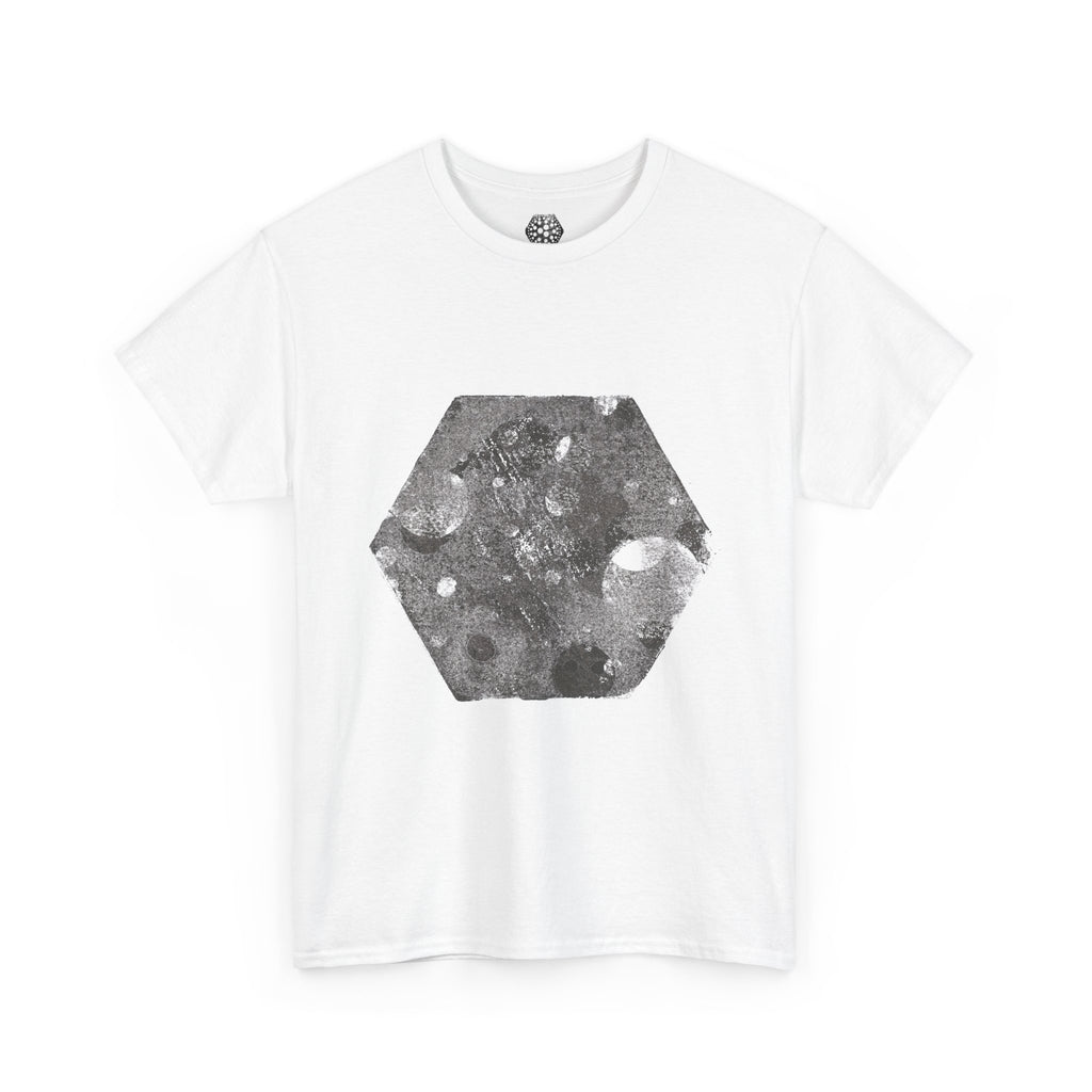 Hexagon Circles Graphic Tee — Digital Manual Print Art