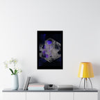 Abstract Cosmic Hex Poster — Matte Vertical Art Print (Purple & Black)