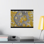 Abstracte poster met korstmosstructuur en matte afwerking — Geel &amp; Grijs Botanische Muurdecoratie 