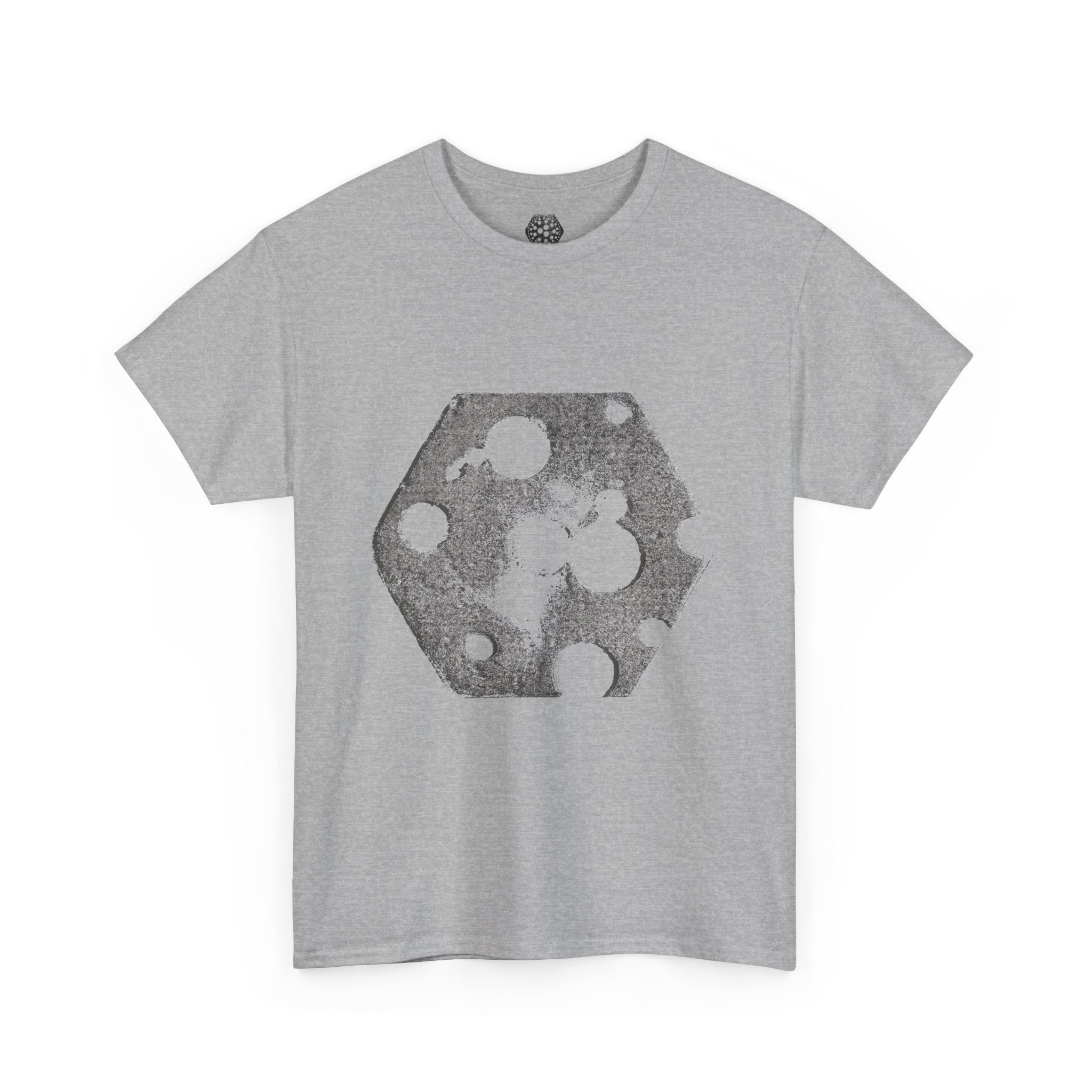 Hexagon Circles Graphic Tee — Digital Manual Print Art