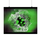 Abstract Neon Green Geometric Matte Poster — Modern Sci‑Fi Wall Art