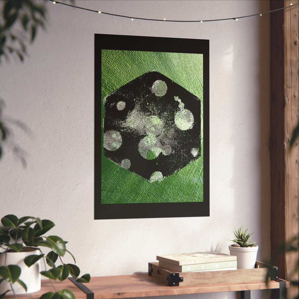 Abstract Green Dice Art Poster — Matte Vertical Wall Print