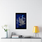 Abstract Blue Geometry Matte Poster — Hexagon Ice Crystal Wall Art