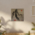 Abstracte wanddecoratie op canvas met inktpenseel — minimalistische Aziatische kalligrafiestijl 
