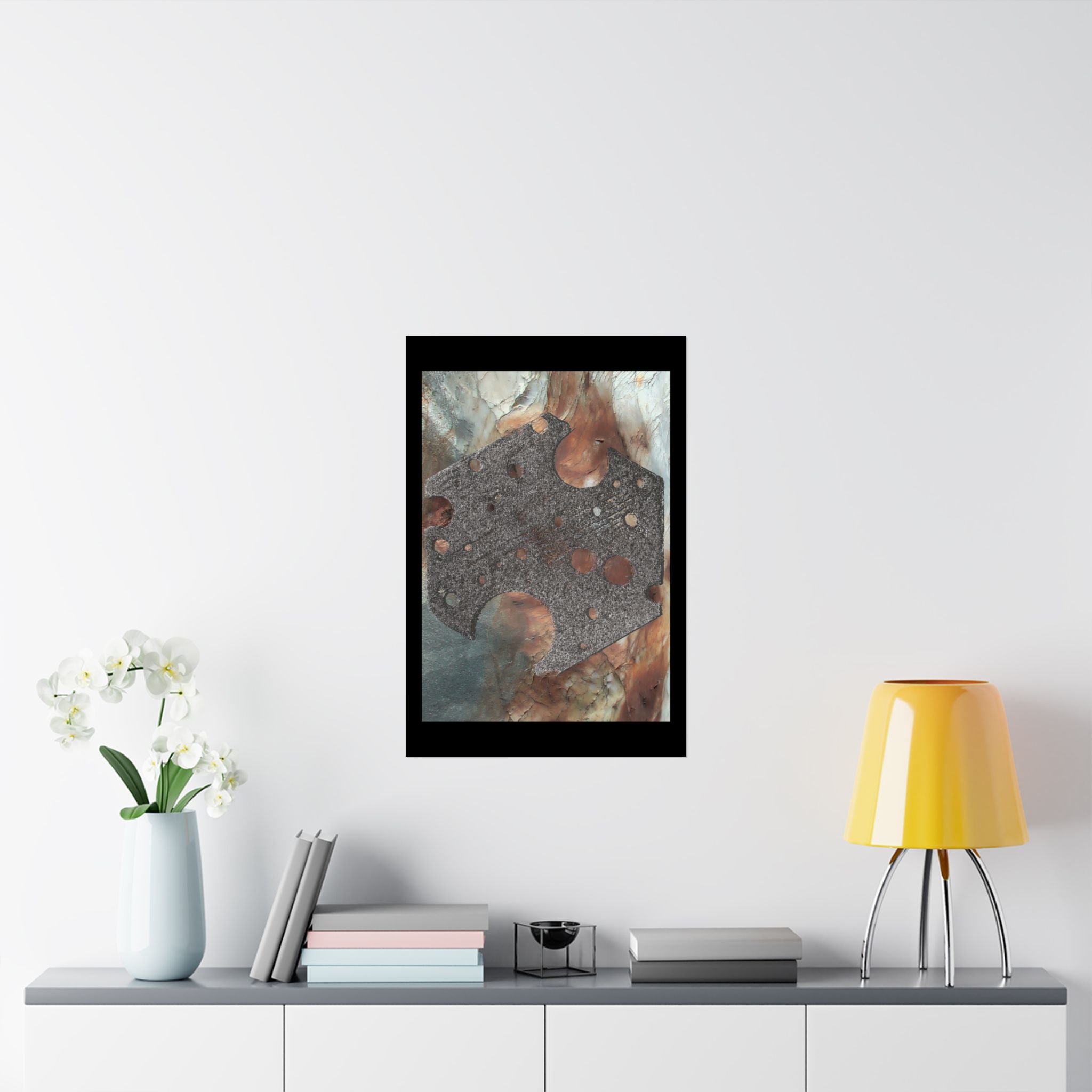 Abstract Rust & Stone Matte Poster — Industrial Geode Wall Art