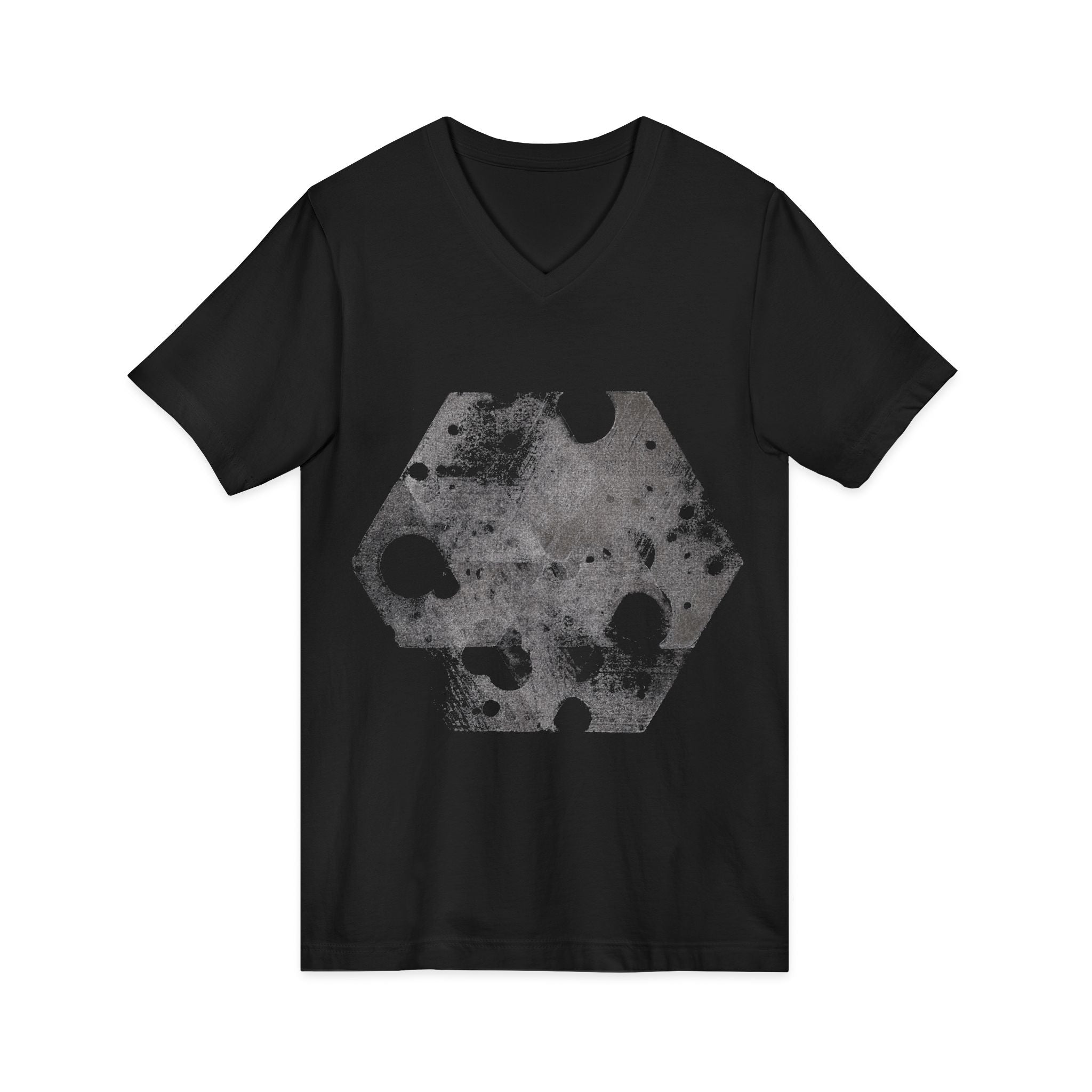 Hex Moon Graphic V-hals T-shirt Design Hex23 — Verweerde Space Cheese Vintage Astronomie V-hals T-shirt 
