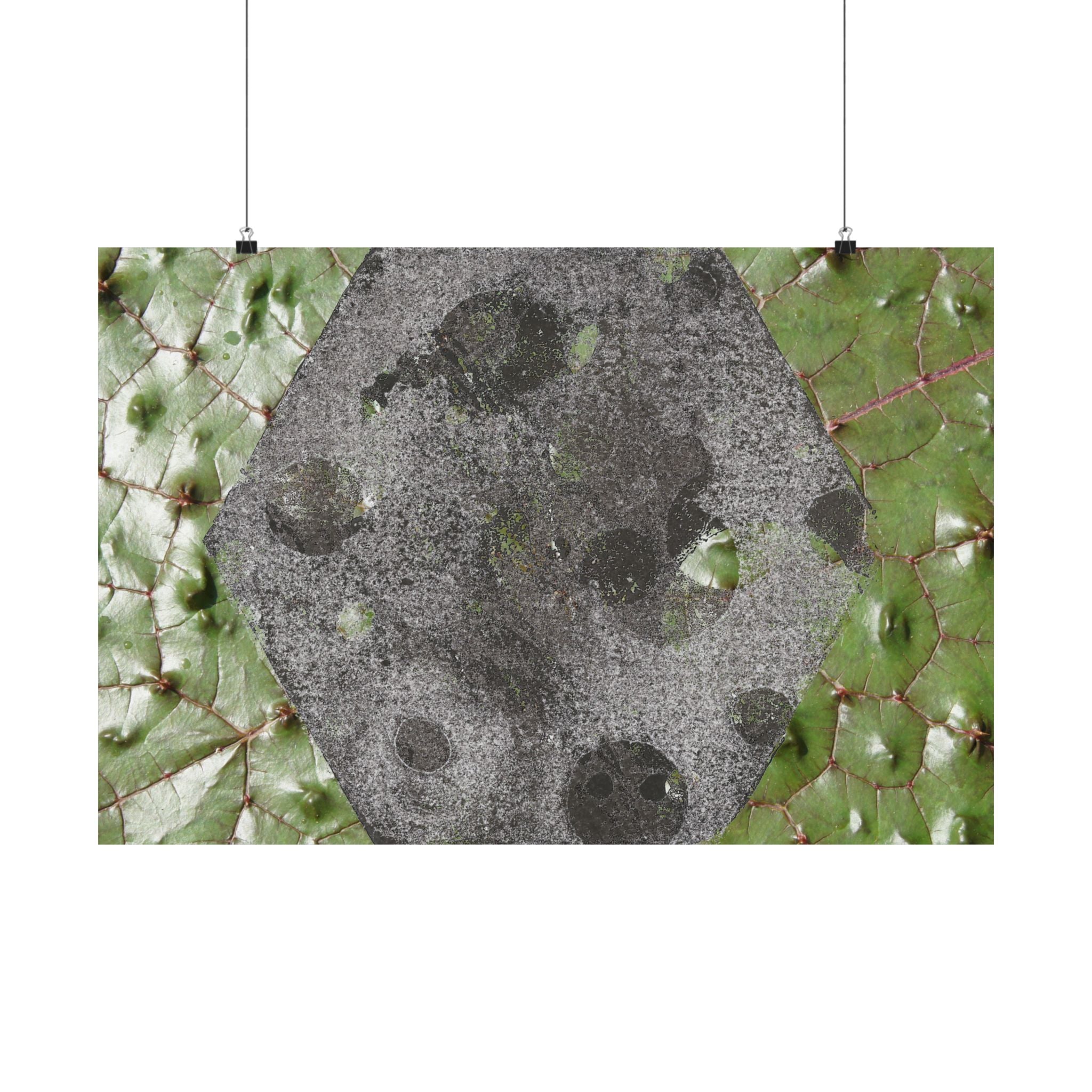 Botanical Hex Abstract Matte Poster — Green Leaf Texture Horizontal Wall Art