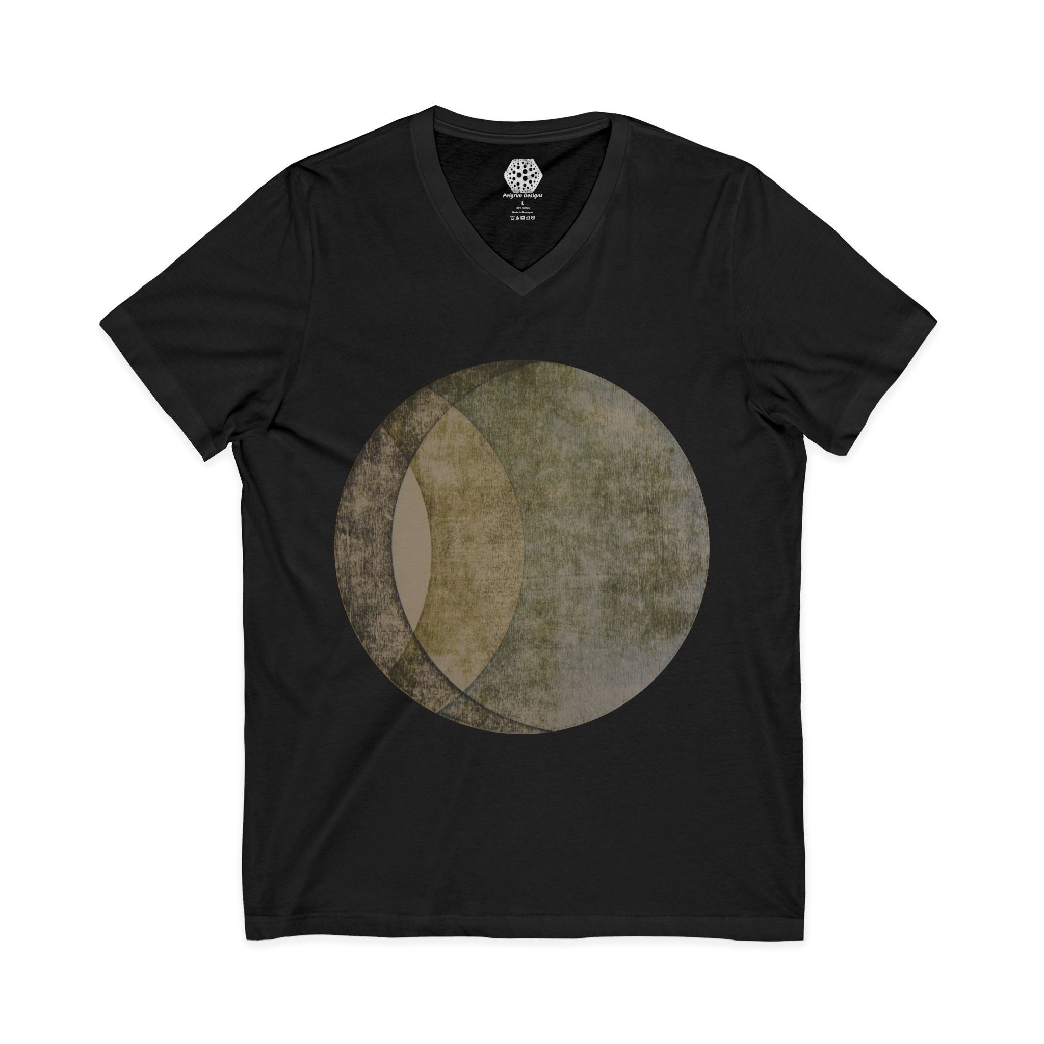 Lunar Phases V-Neck Tee — Minimal Moon Eclipse Graphic Shirt