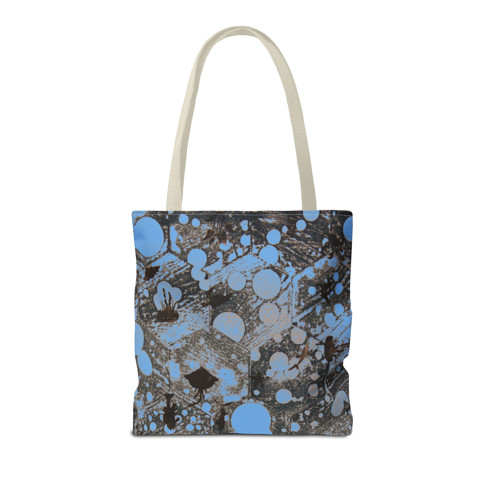 Abstract Blue Splatter Tote Bag - Artistic All-Over Print