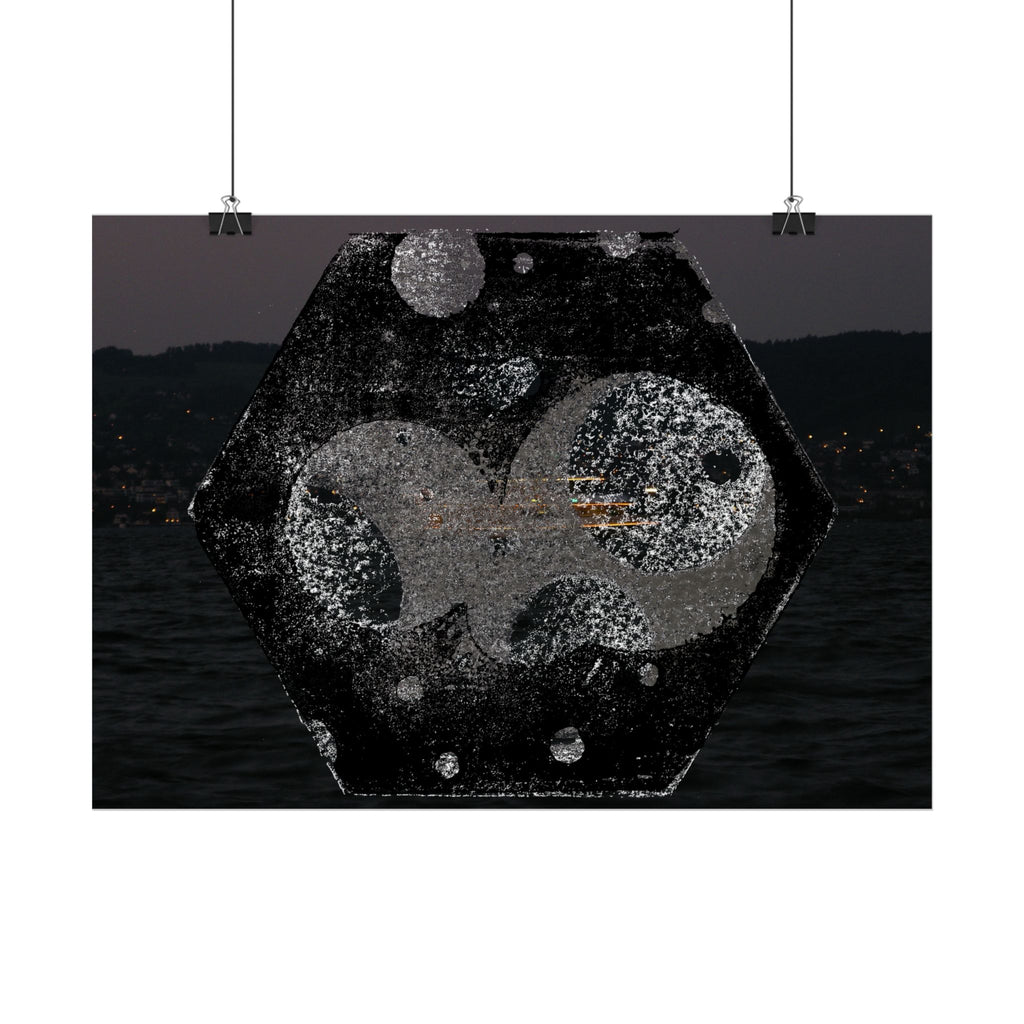 Horizontal Poster — Abstract Cosmic Hexagon Nightscape