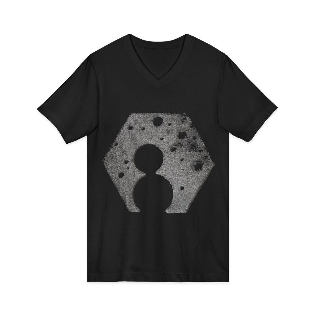 Hex Moon Graphic Tee Design Hex02 — Distressed Space Cheese Vintage Astronomy V-Neck T-Shirt