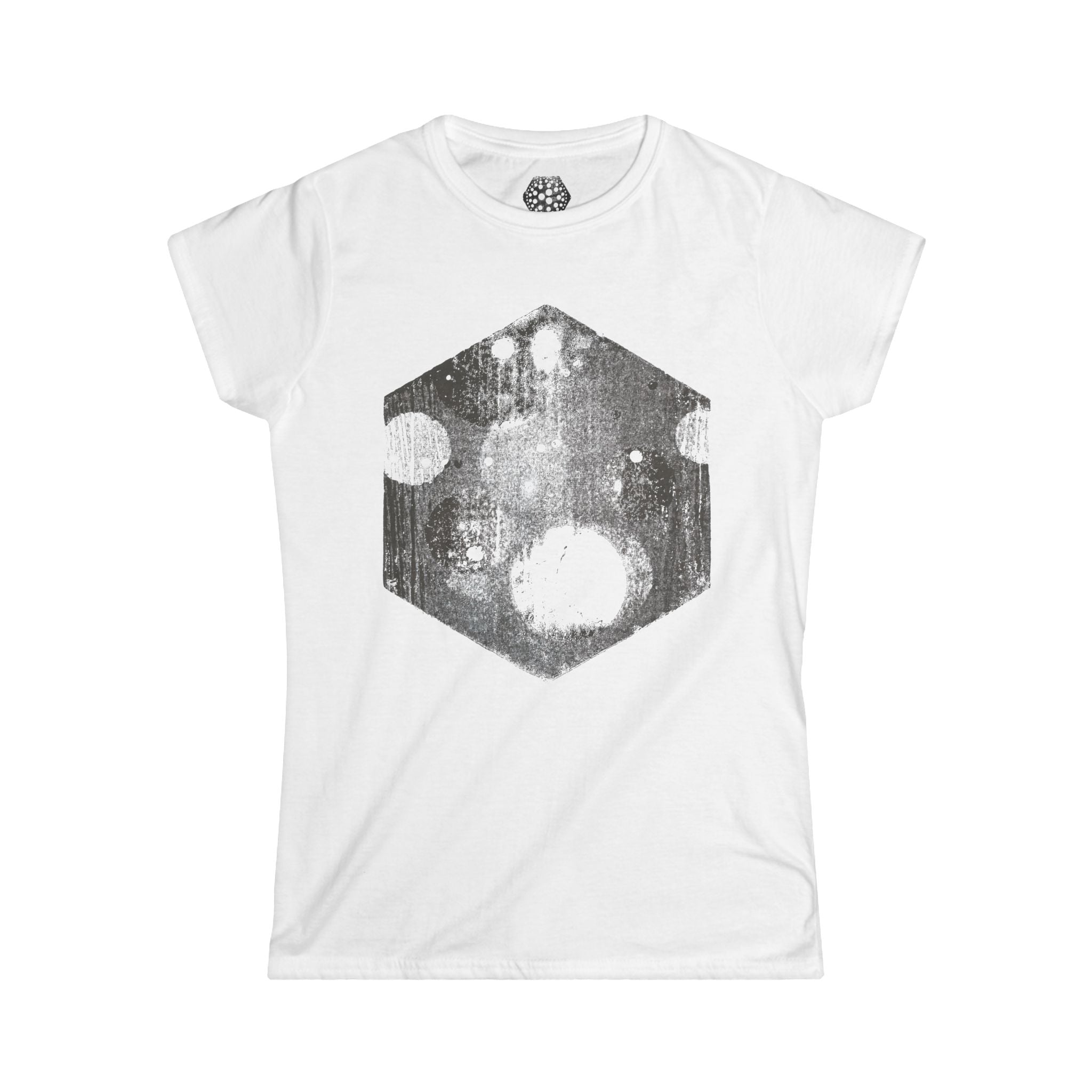 Hexagon Moonlight dames T-shirt — Geometrisch hemels grafisch shirt 
