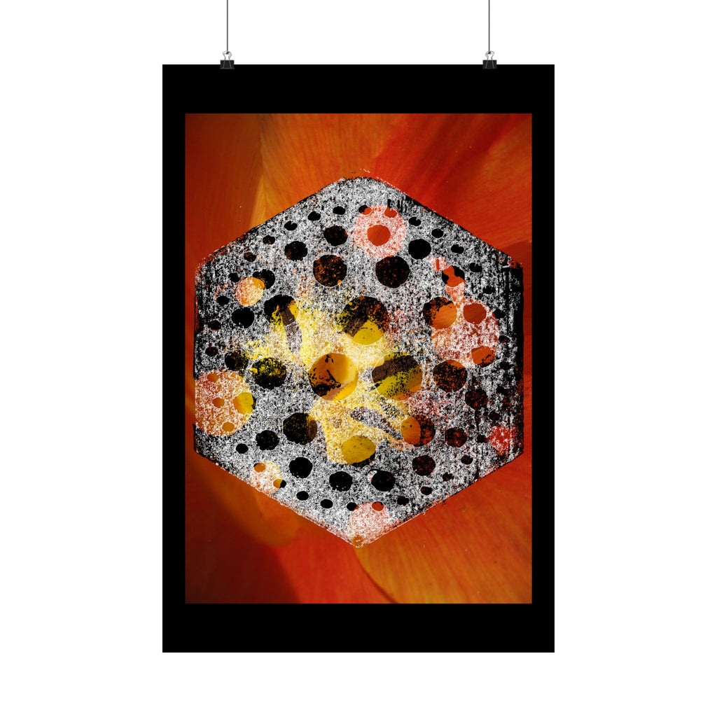 Abstract Hexagon Floral Poster — Matte Vertical Art Print