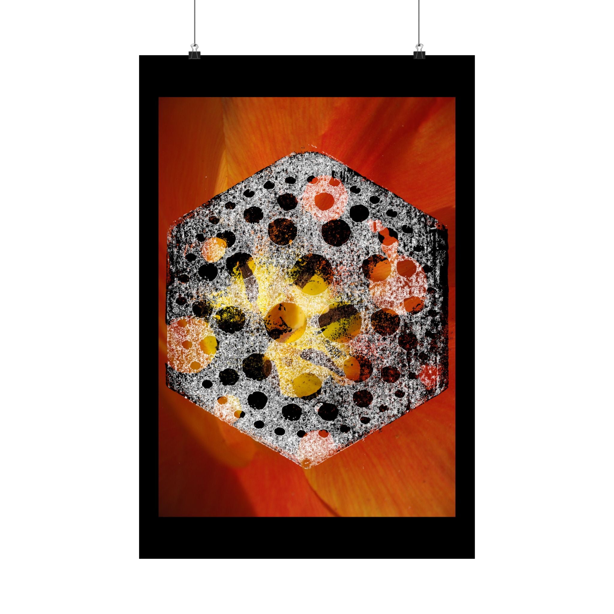 Abstract Hexagon Floral Poster — Matte Vertical Art Print