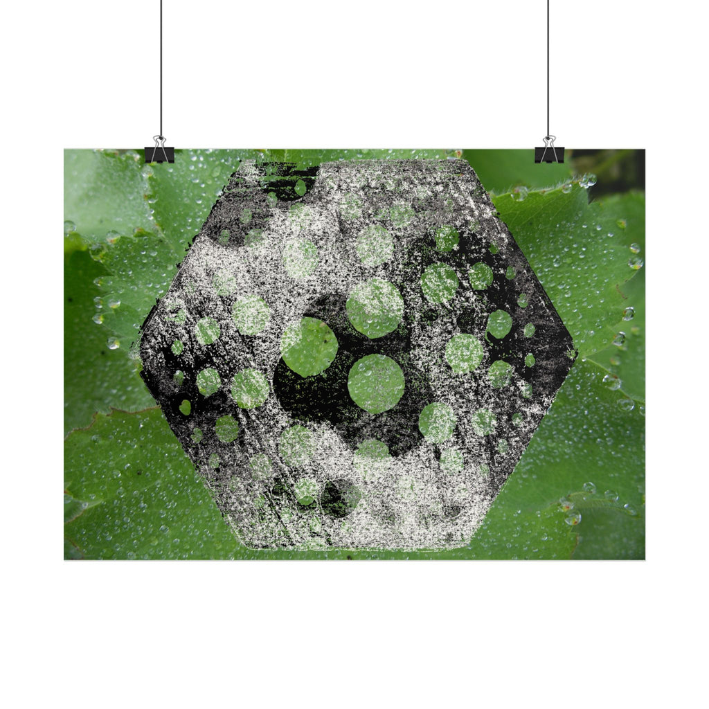 Horizontal Poster — Green Hexagon Botanical Abstract Wall Art