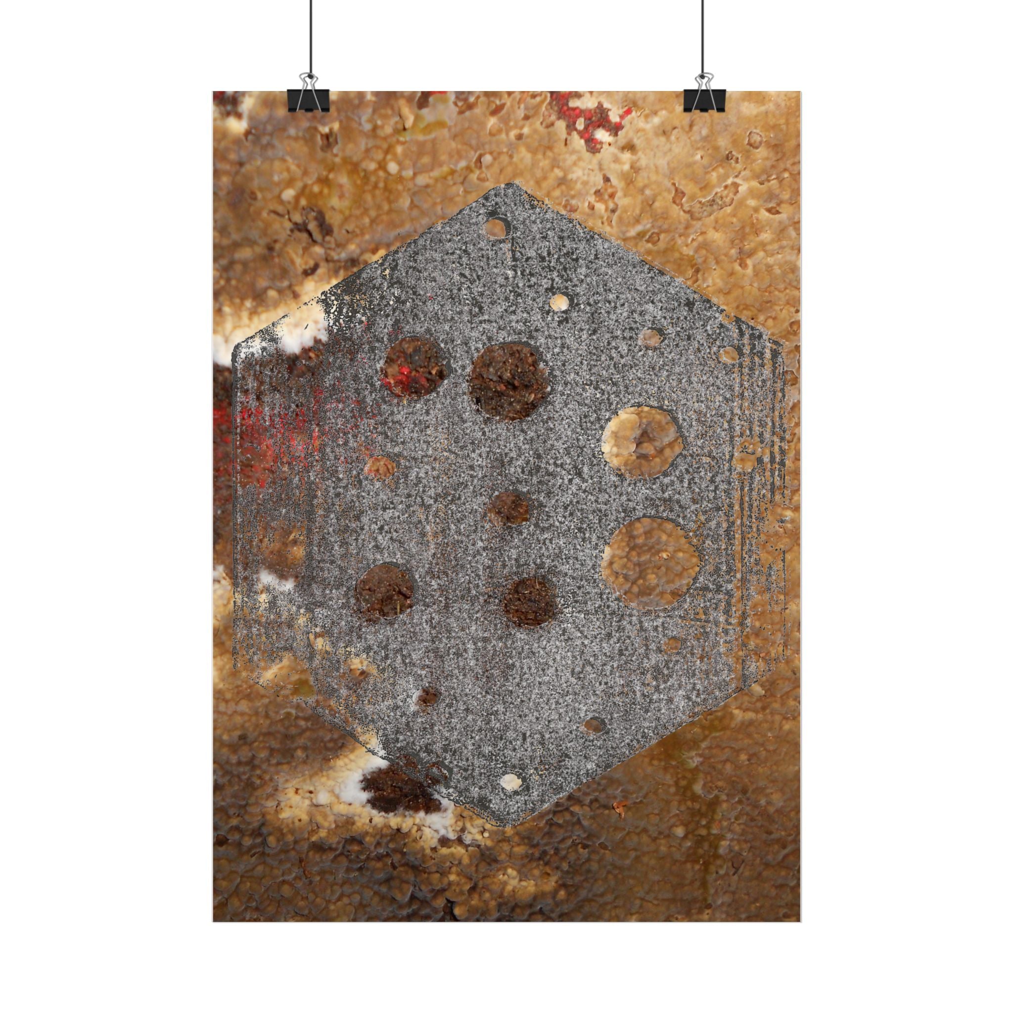 Industrial Rust Texture Poster — Hex Metal Plate Wall Art