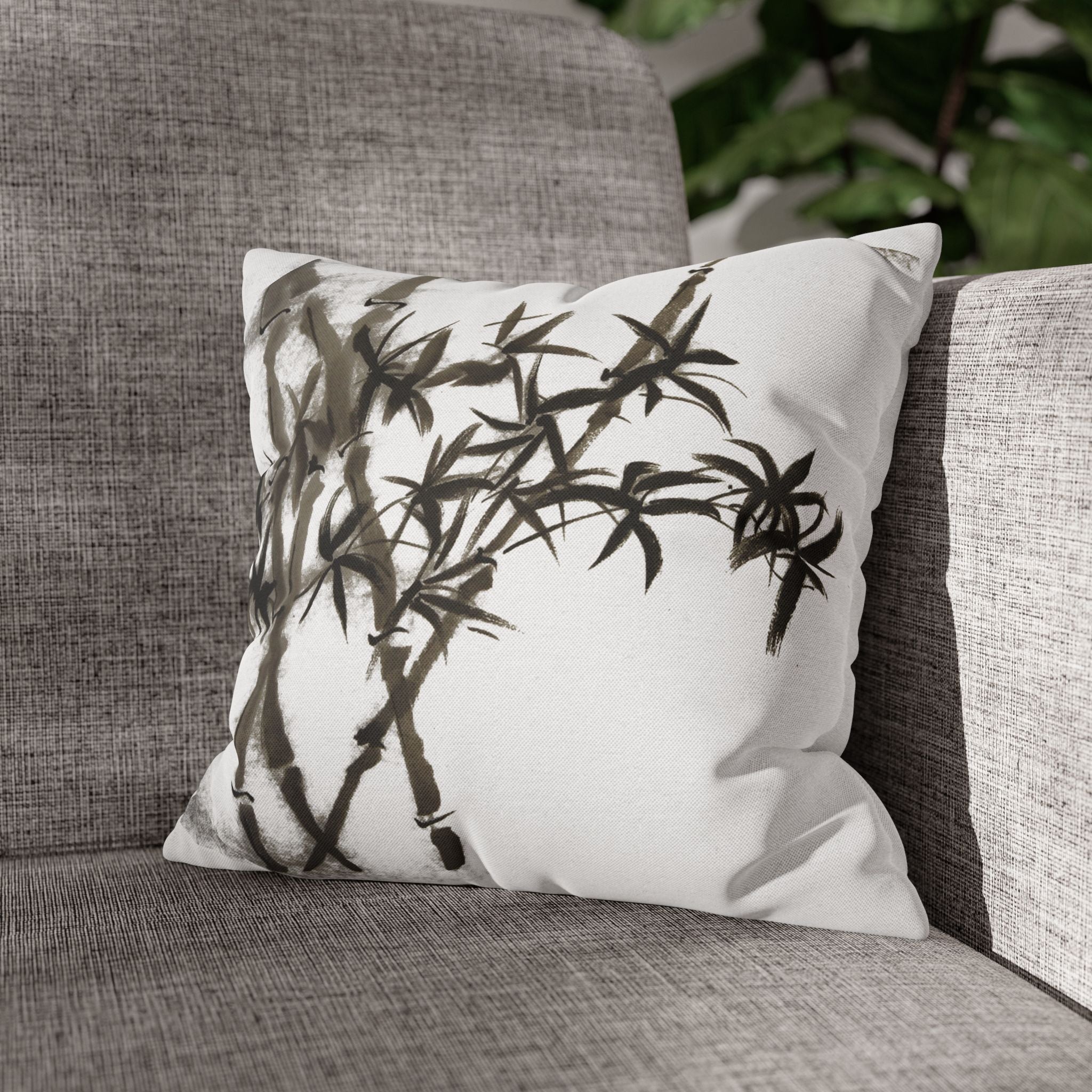 Bamboo Ink Sumi-E Decorative Pillowcase