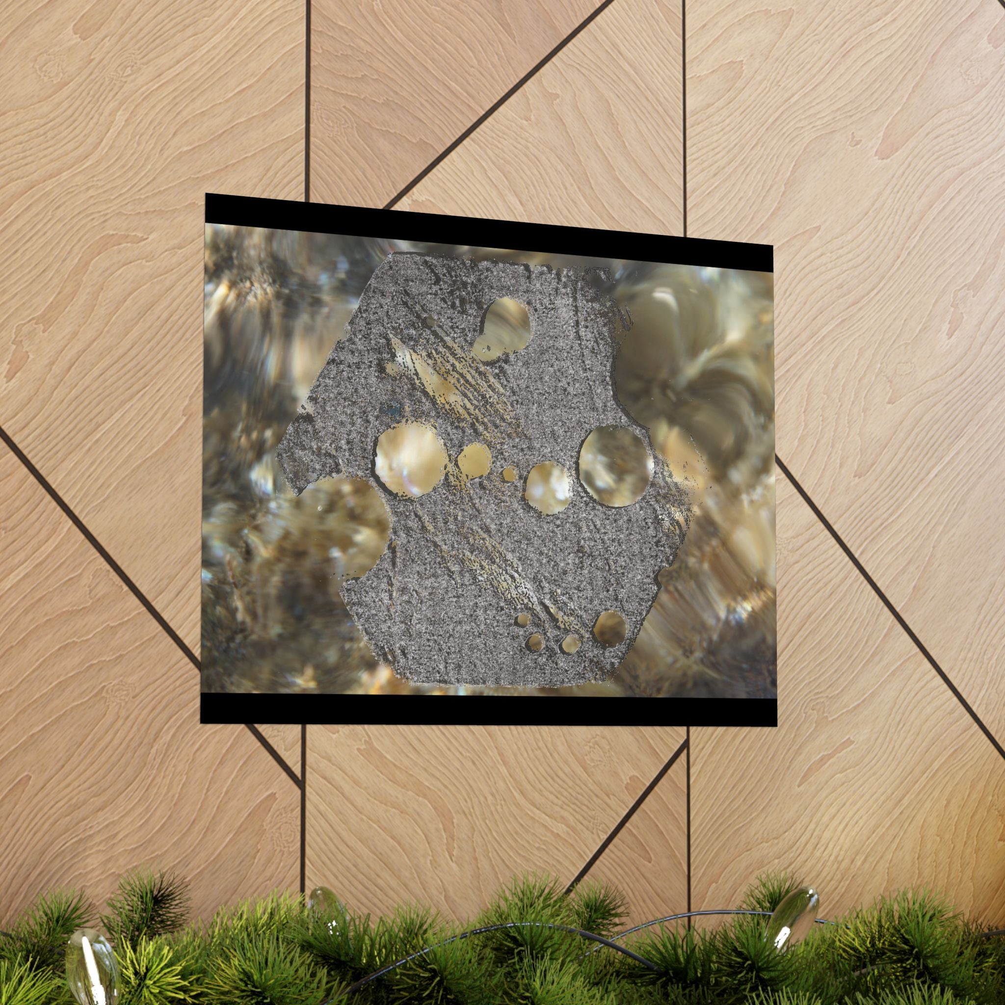 Matte horizontale poster — Abstracte muurdecoratie met water- en steentextuur 